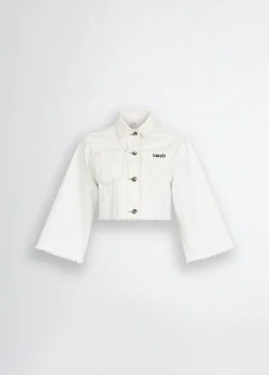 Giacca cropped in denim