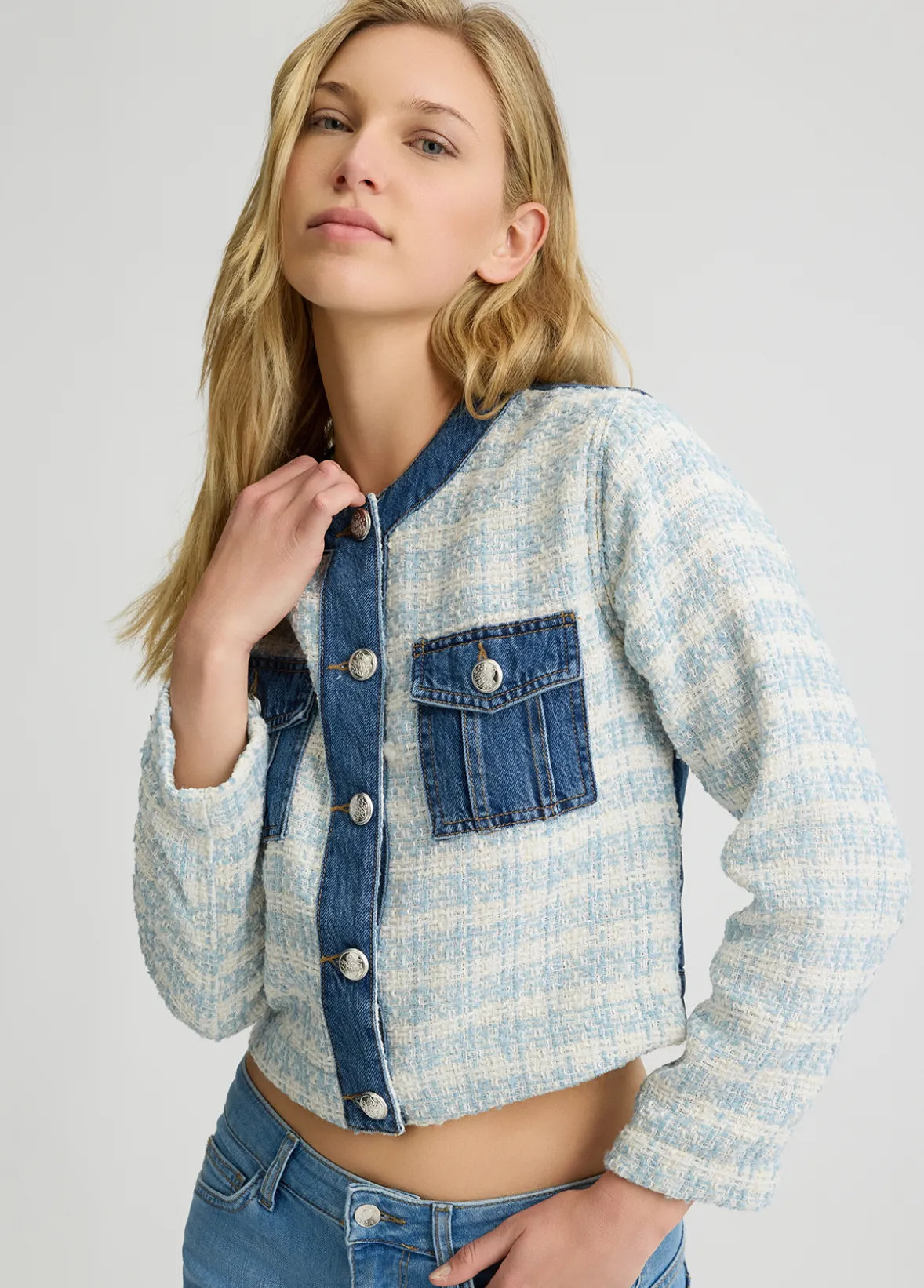 Giacca in denim bouclé