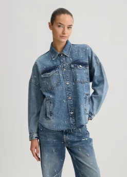 Giacca in denim con strass