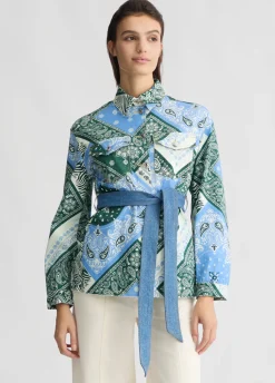 Giacca overshirt in cotone stampato