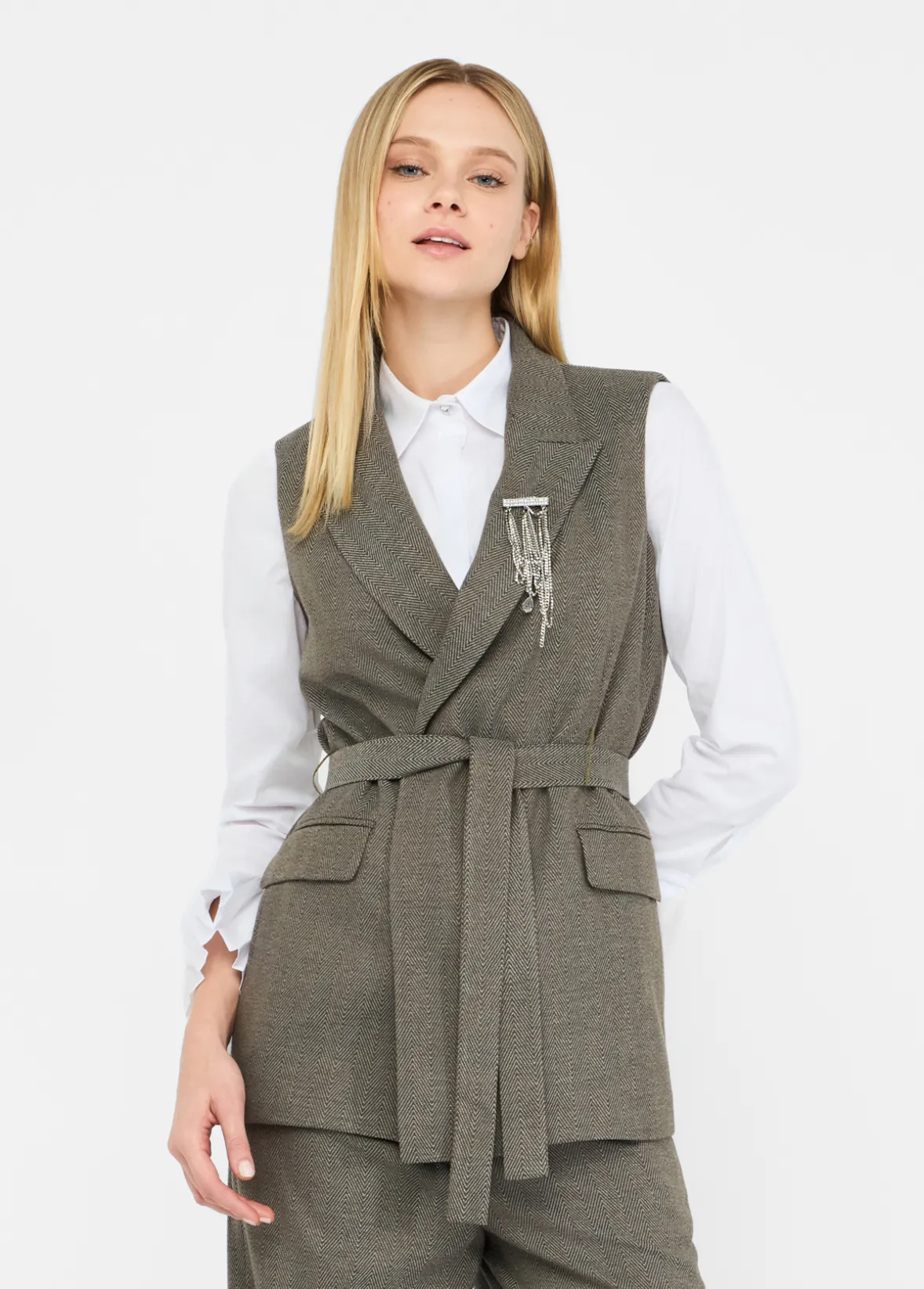 Gilet chevron con cintura