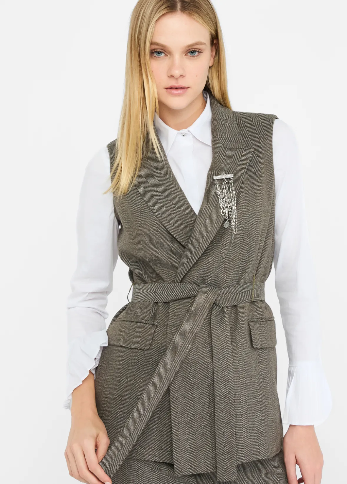 Gilet chevron con cintura