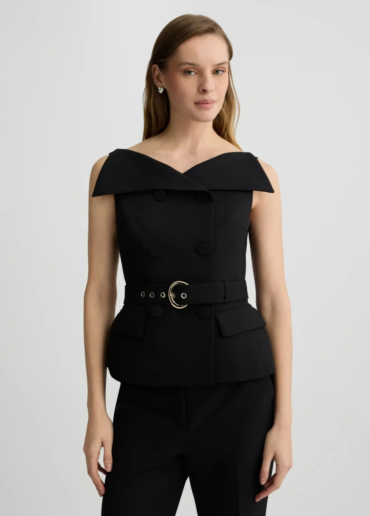 Gilet doppiopetto con cintura