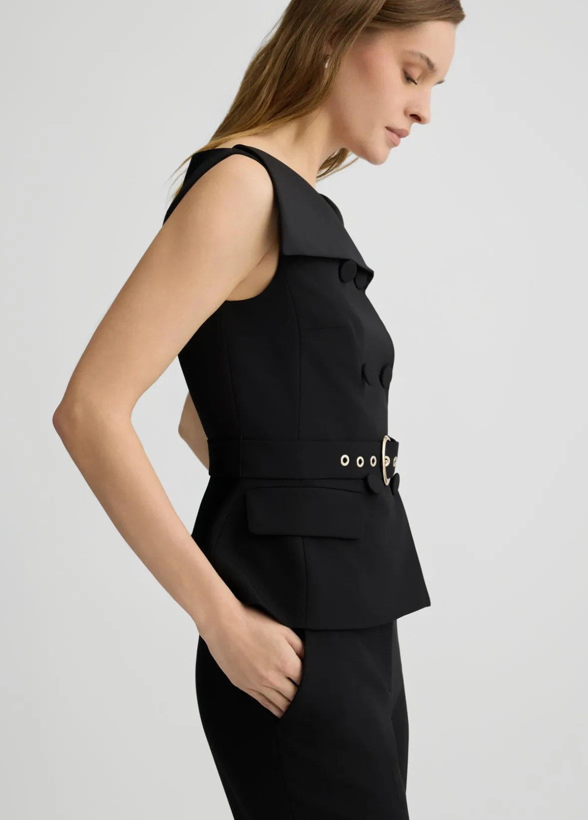 Gilet doppiopetto con cintura
