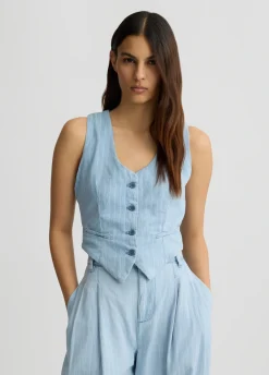 Gilet in denim gessato