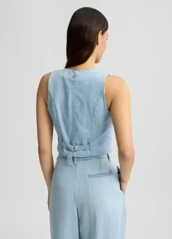 Gilet in denim gessato