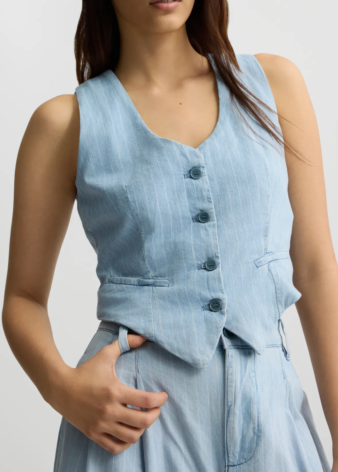 Gilet in denim gessato