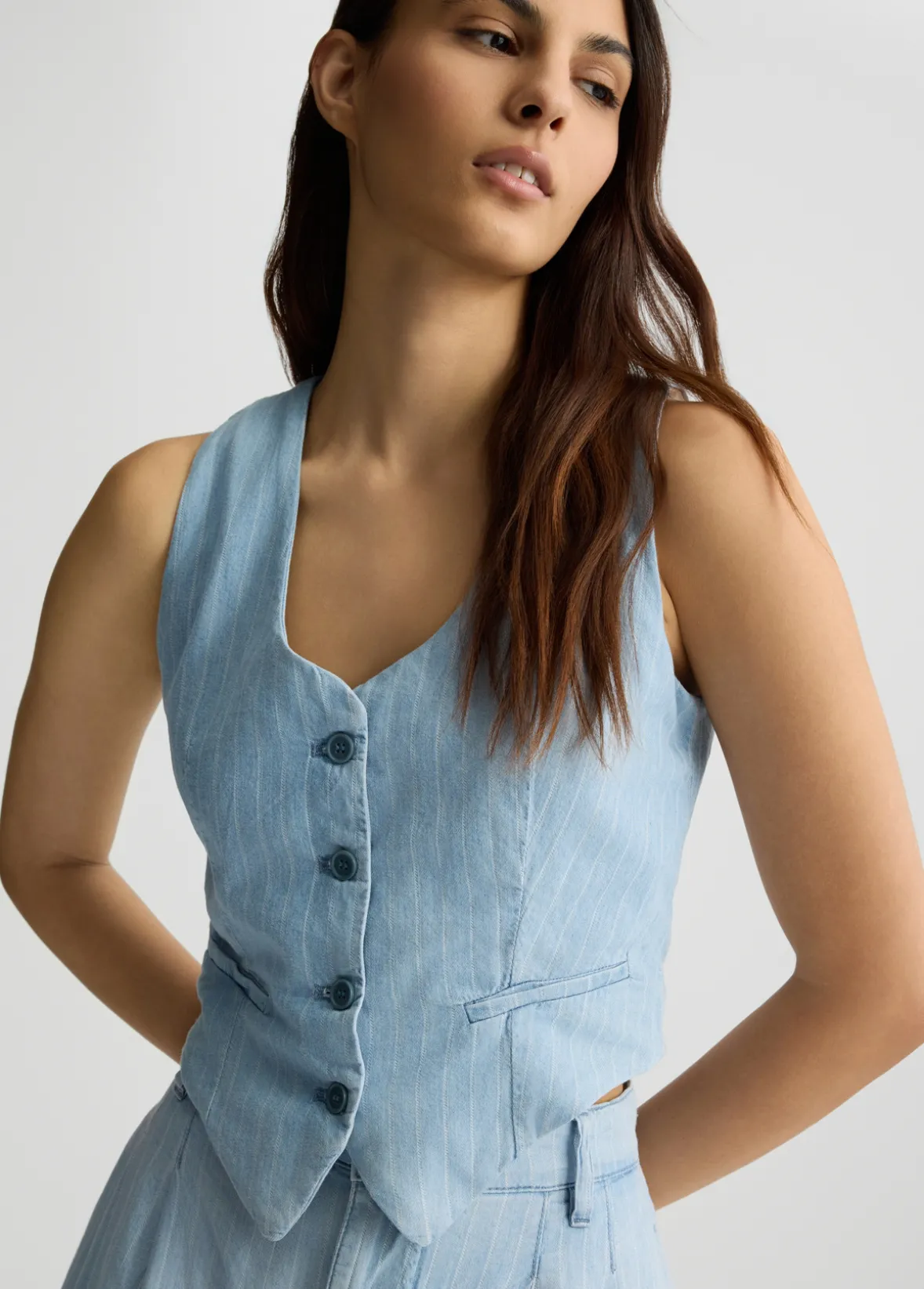 Gilet in denim gessato