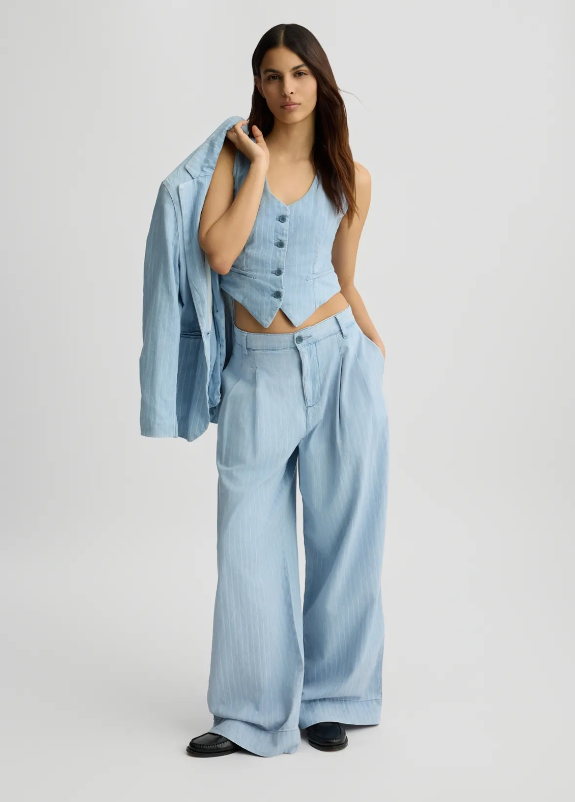 Gilet in denim gessato