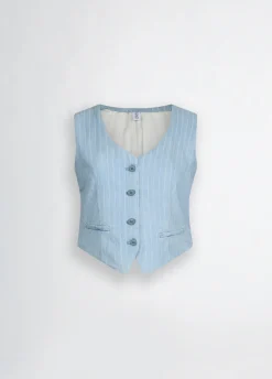 Gilet in denim gessato