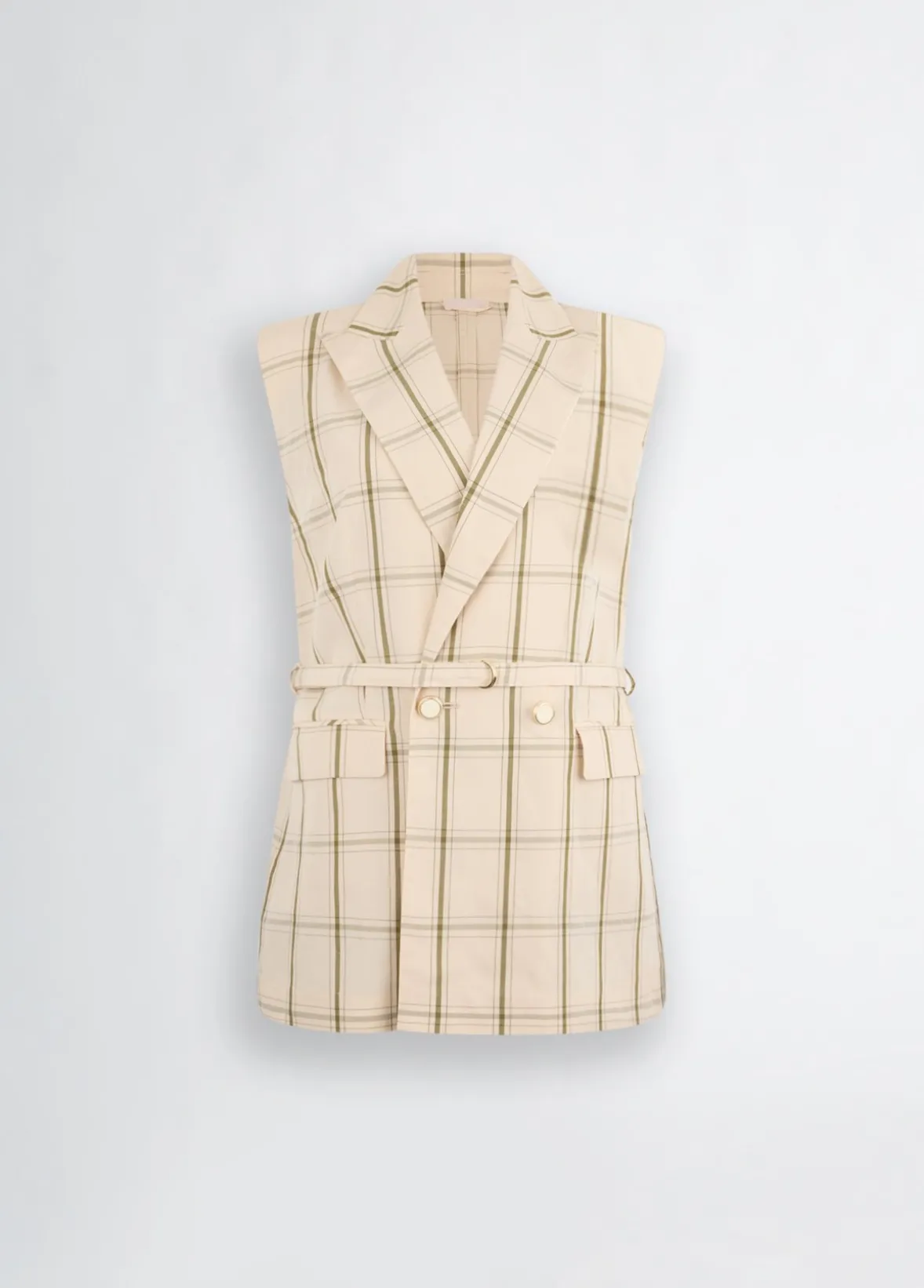 Gilet in misto lino check