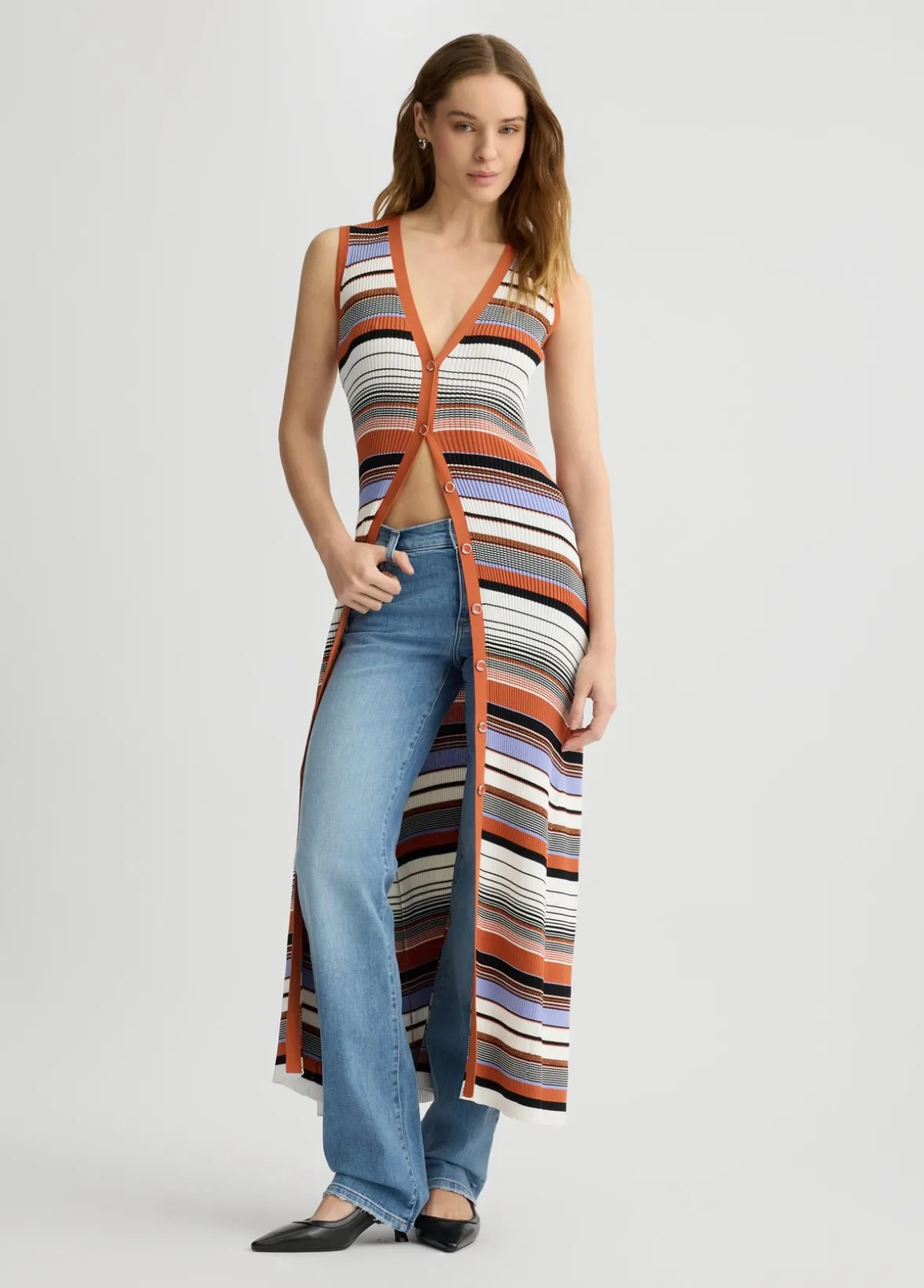 Gilet lungo a righe