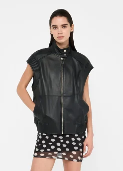 Gilet oversize in pelle