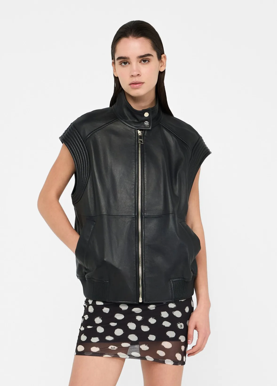 Gilet oversize in pelle