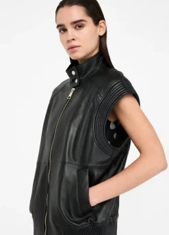 Gilet oversize in pelle
