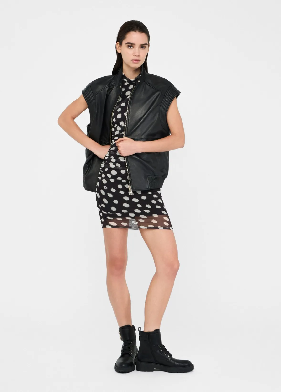 Gilet oversize in pelle
