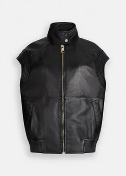 Gilet oversize in pelle