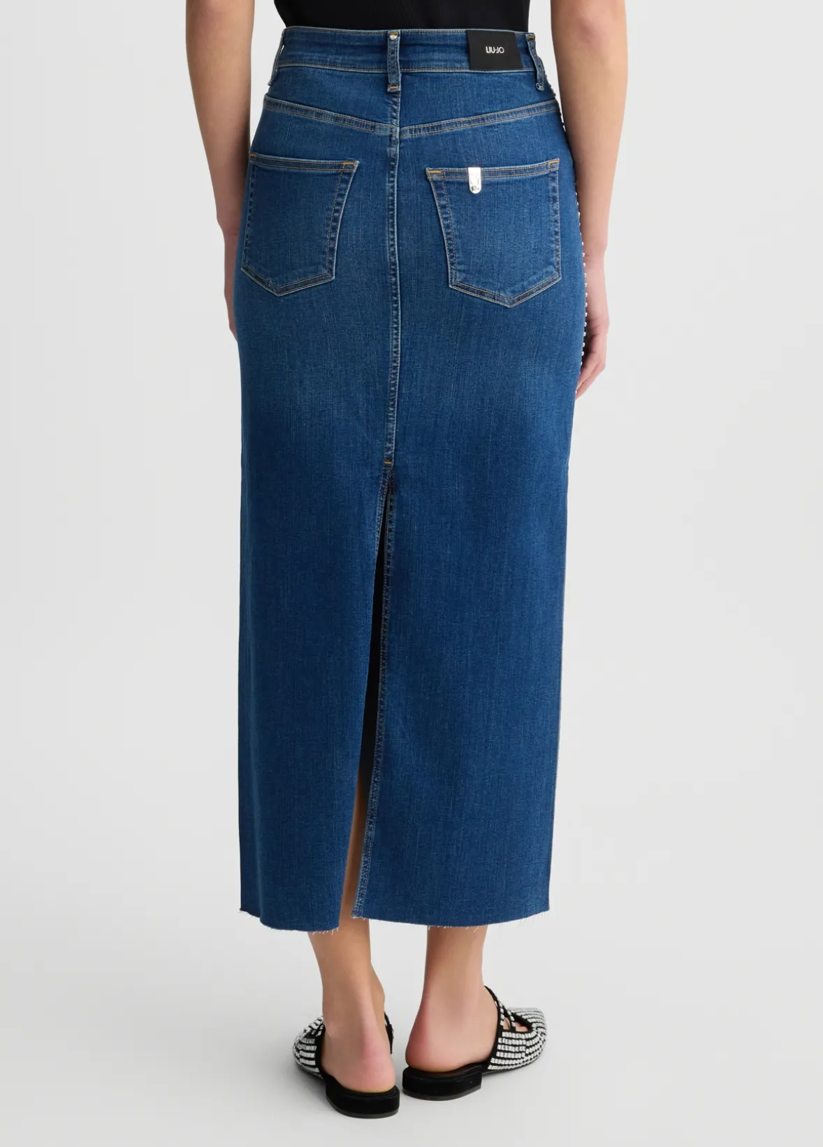 Gonna in denim con borchie