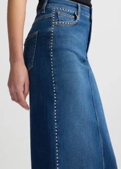 Gonna in denim con borchie