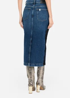 Gonna in denim con pizzo
