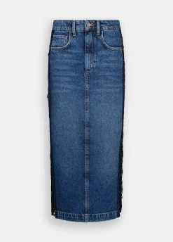 Gonna in denim con pizzo