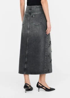 Gonna in denim con strass