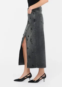 Gonna in denim con strass
