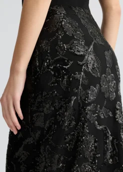 Gonna longuette in tulle ricamato