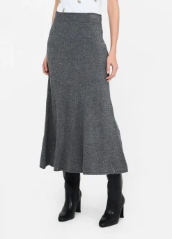 Gonna midi in maglia con paillettes