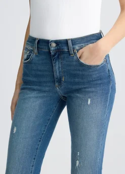Jeans a zampa con strass