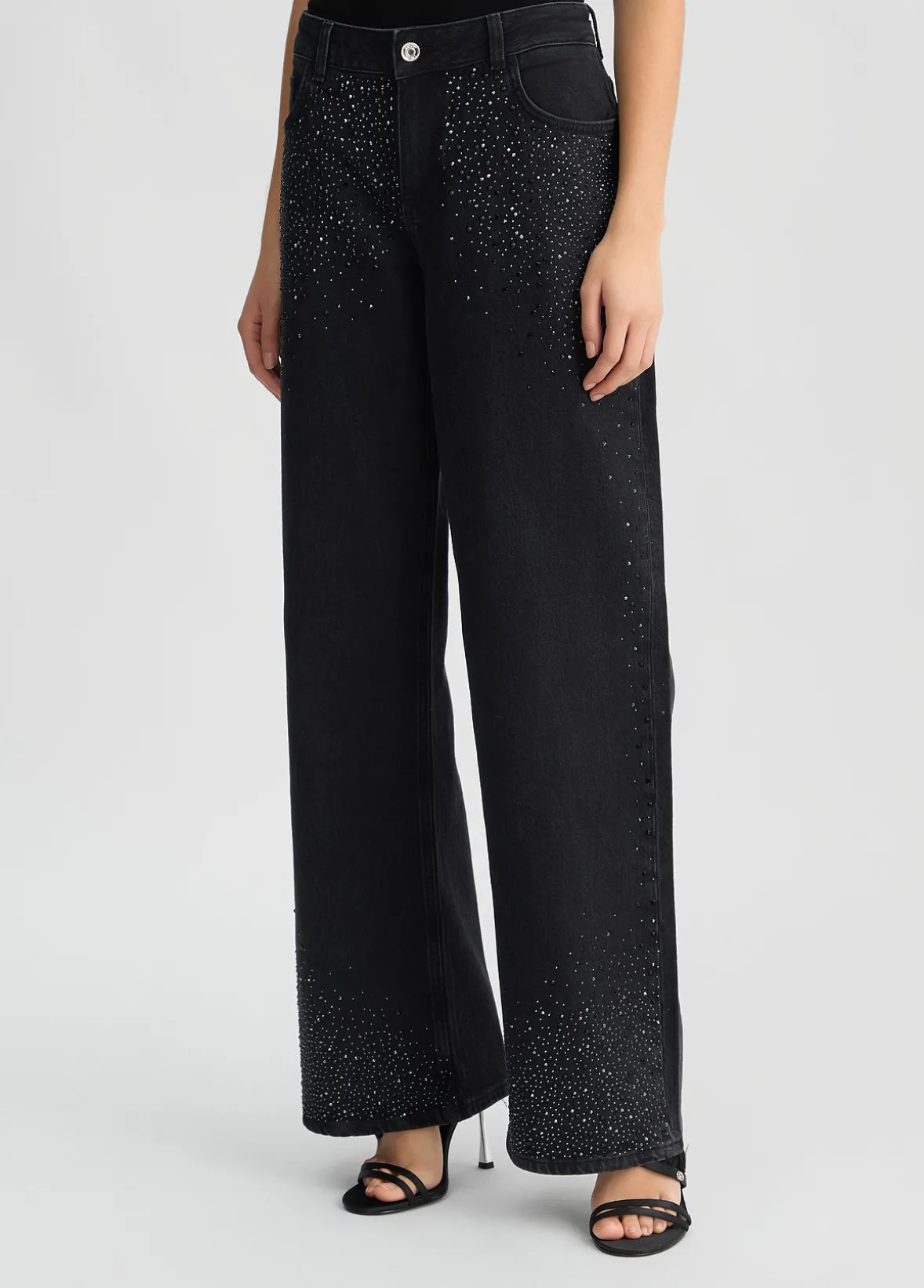 Jeans baggy con strass