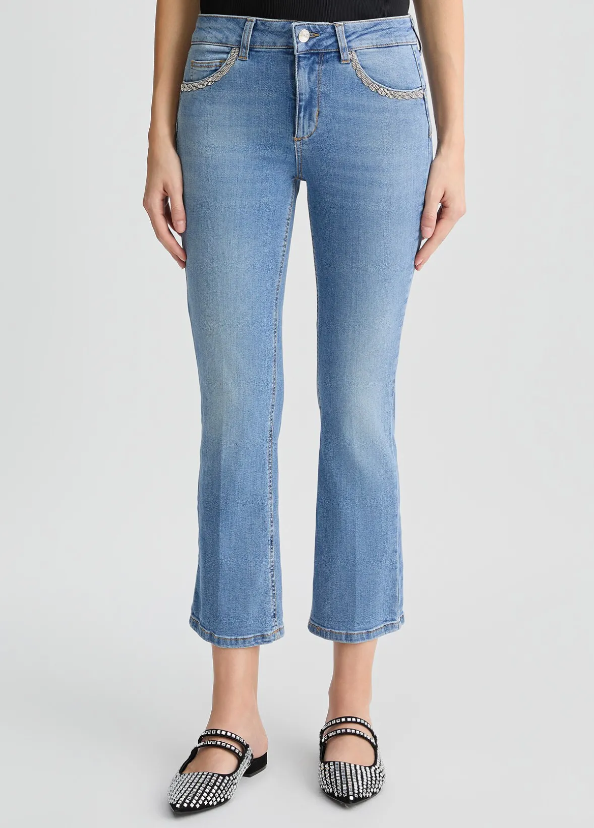 Jeans bootcut con strass