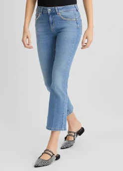 Jeans bootcut con strass