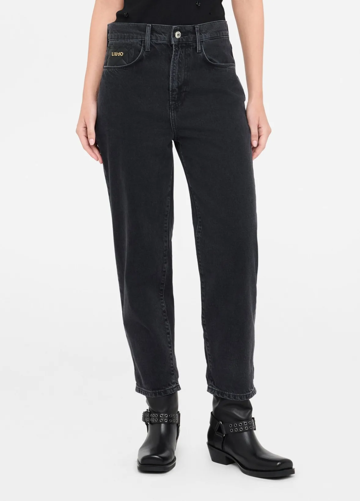 Jeans boyfriend con tasca matelassé