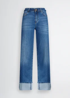 Jeans cropped con risvolto