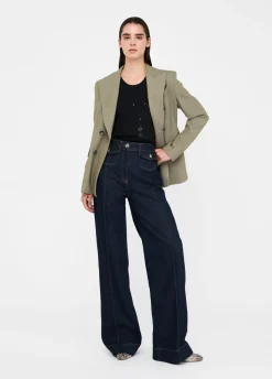Jeans flare a vita alta con tasche