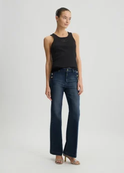 Jeans flare con bottoni gioiello