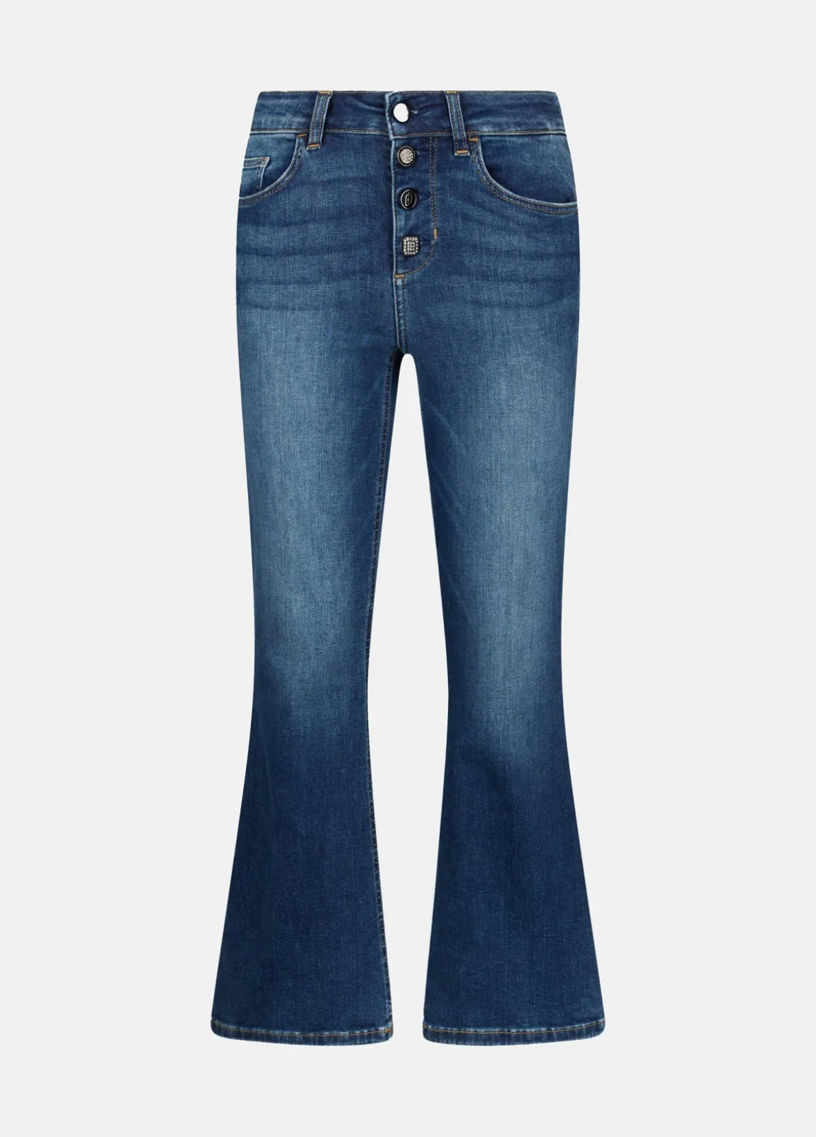 Jeans flare con bottoni gioiello