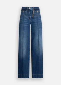 Jeans flare con charm gioiello