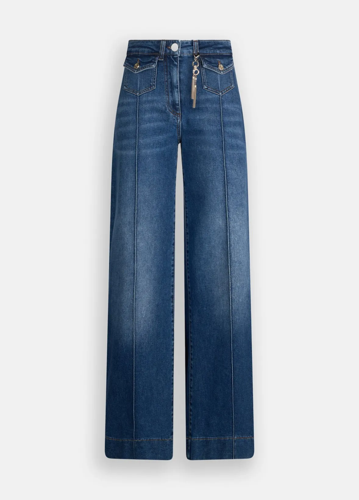 Jeans flare con charm gioiello