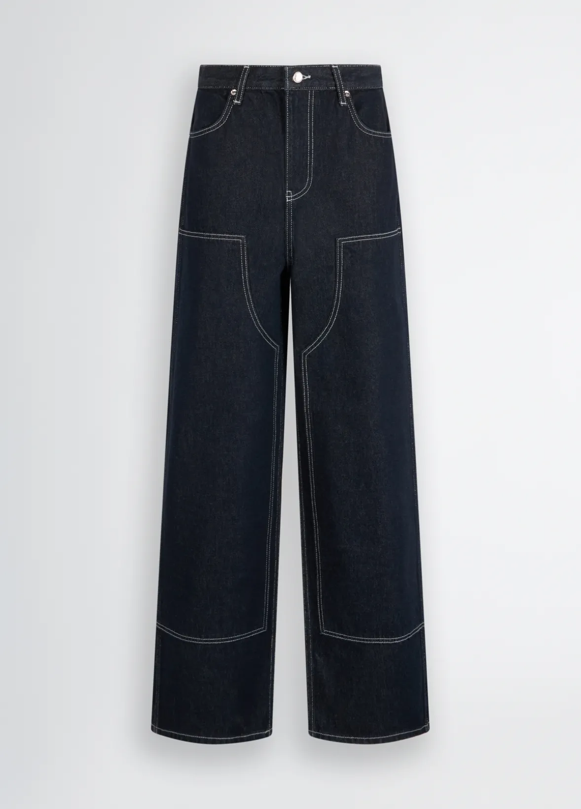 Jeans flare con cuciture a contrasto