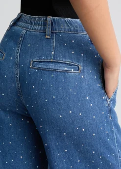 Jeans flare con strass