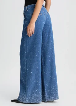 Jeans flare con strass
