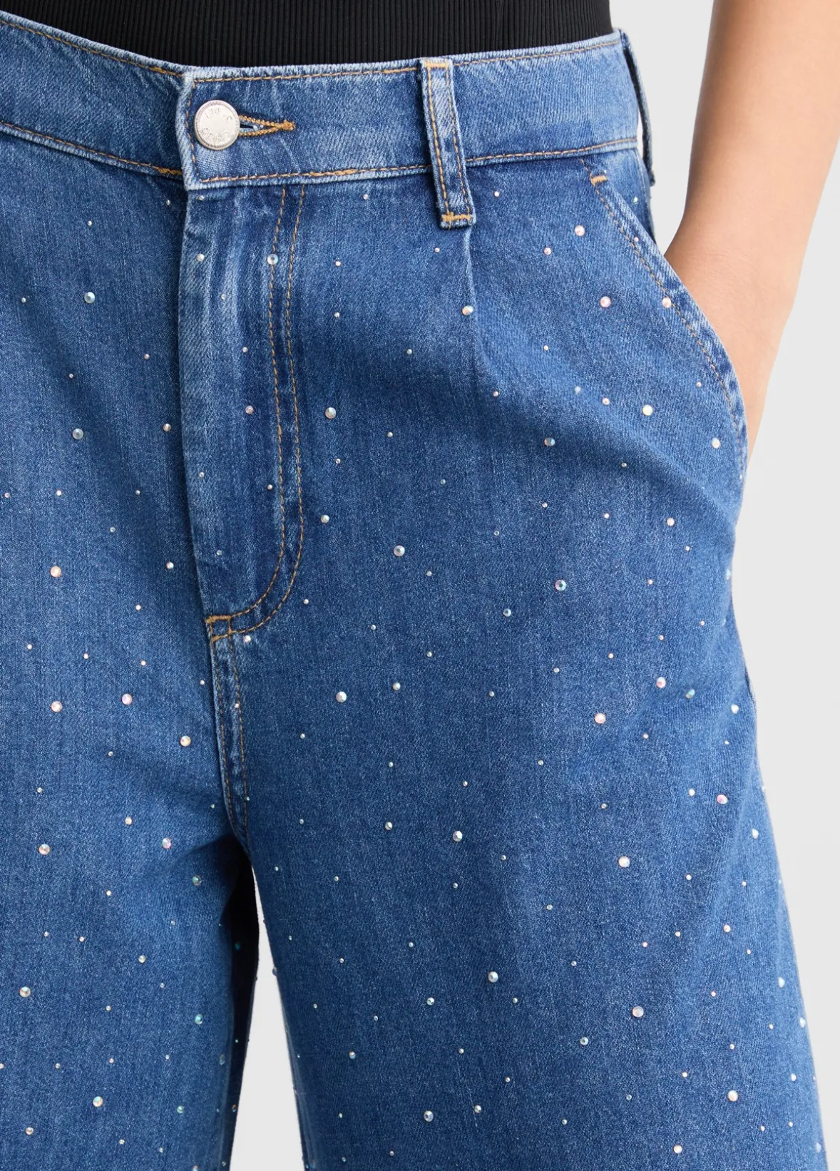 Jeans flare con strass