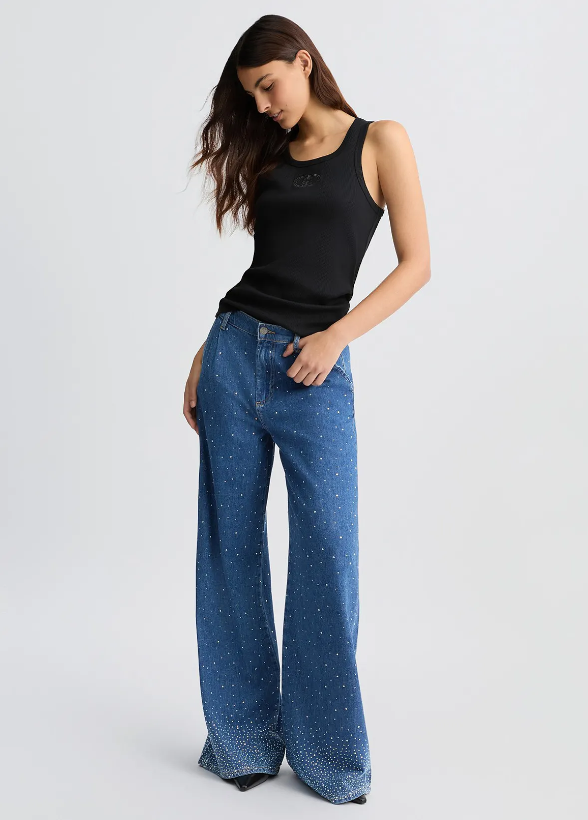 Jeans flare con strass