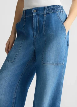 Jeans flare in lino e cotone