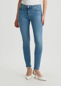 Jeans skinny bottom up con strass