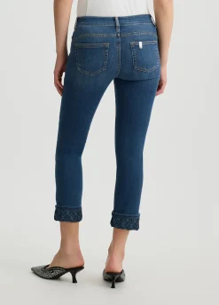 Jeans skinny cropped con risvolto