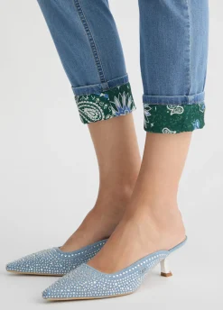 Jeans skinny cropped con risvolto bandana