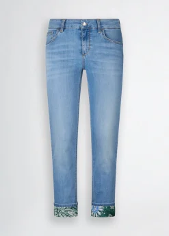 Jeans skinny cropped con risvolto bandana
